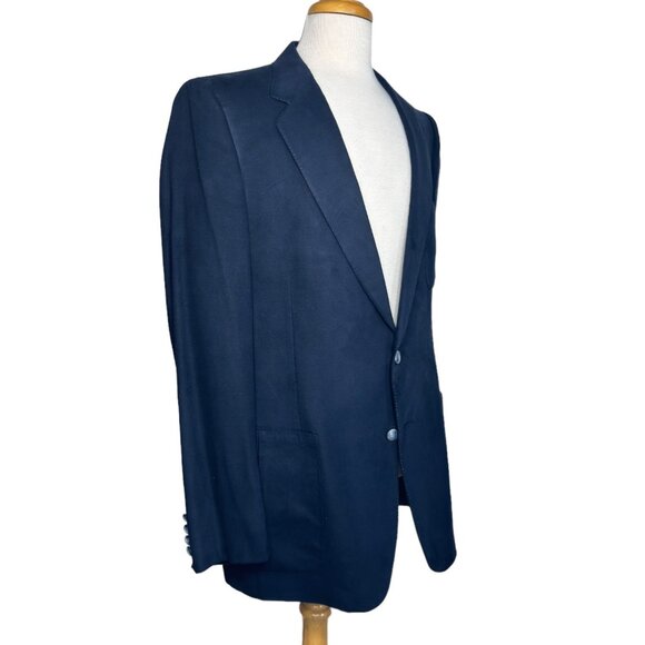 Lanvin Vintage Men's Blazer Feather Suede Single Breast 44L Chest Navy Blue - Picture 2 of 13